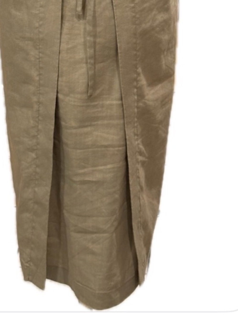 Theory NWOT Linen Blend Lace Up Back Neutral Beige Short Sleeves Dress 6 - Picture 6 of 9